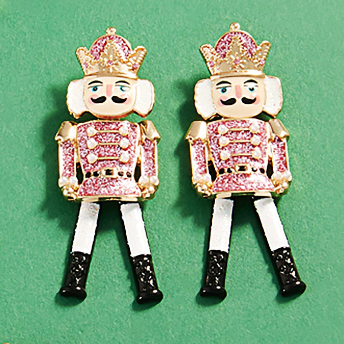 Glittered Christmas Nutcracker Earrings