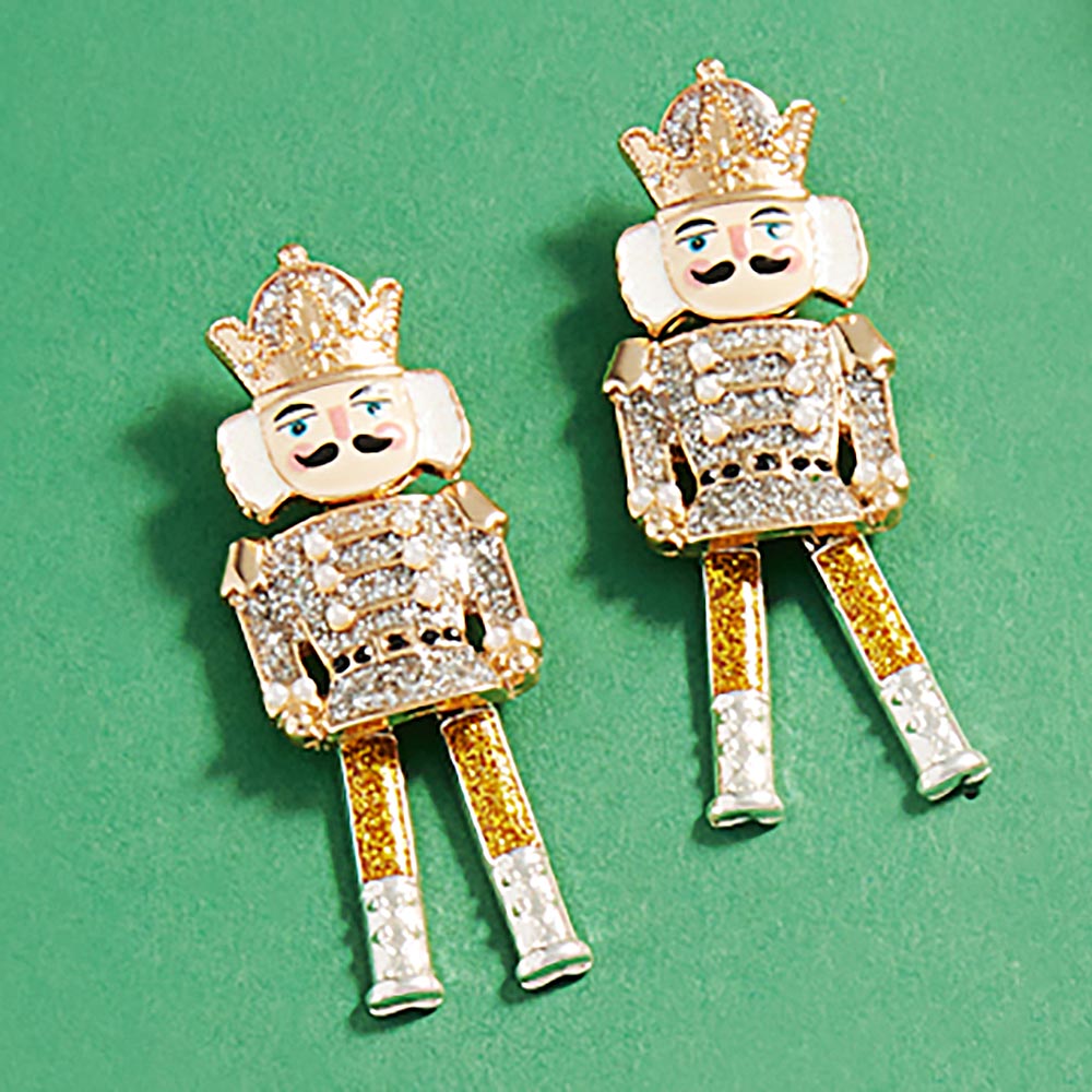 Glittered Christmas Nutcracker Earrings