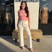 Meredith Wide Leg Cream Jeans