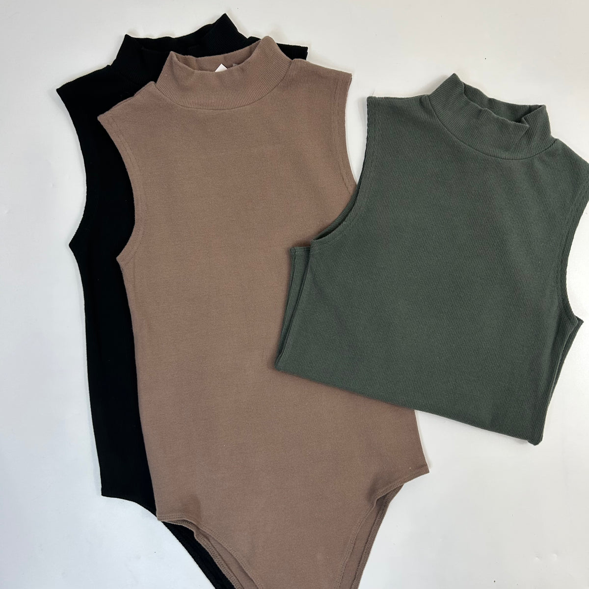 Mock Neck Ribbed Bodysuit