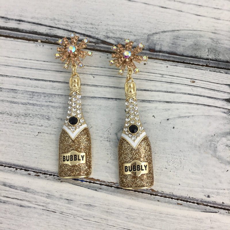 Bubbly Glitter Champagne Earrings