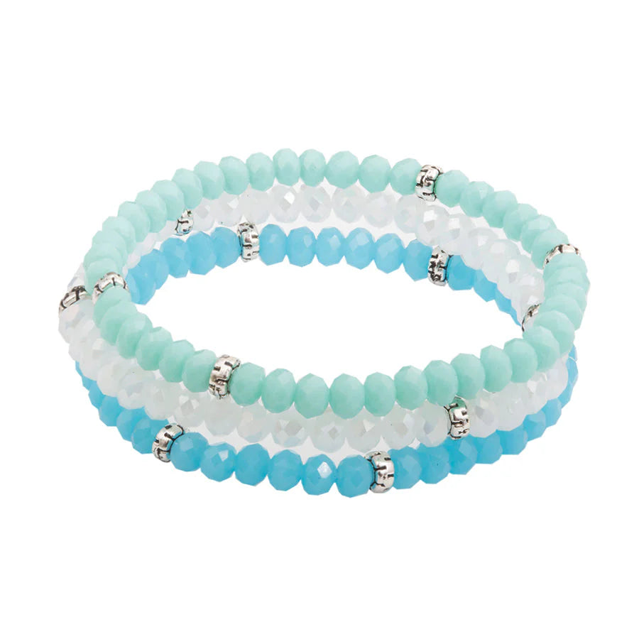 Tropics Mini-Crystal w/Silver Spacers Kids Bracelets (Set Of 3)