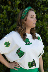 St. Pats Clover & Hats Sequin Tee