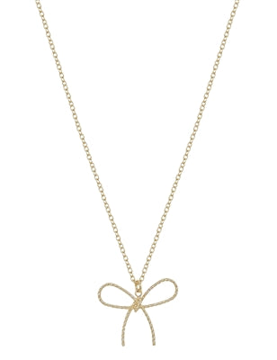 Small Gold Ribbon Bow Necklace