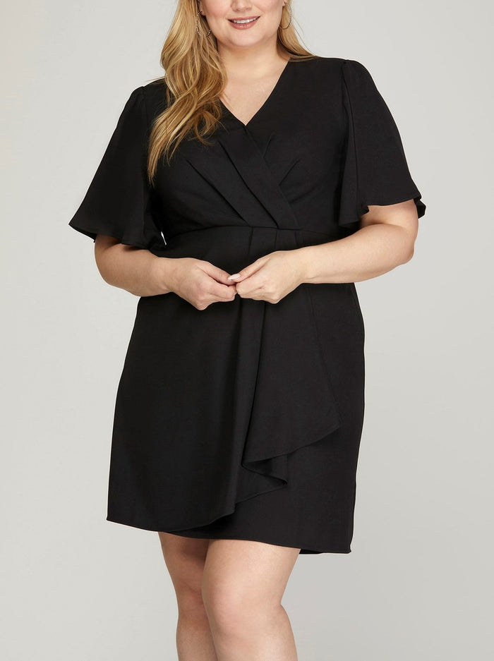 Curvy Ruby Ruffled Wrap Dress