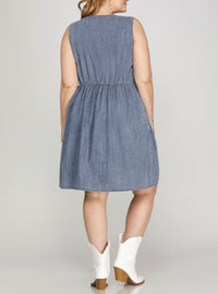 Curvy Avery Denim Bow Dress