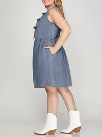 Curvy Avery Denim Bow Dress