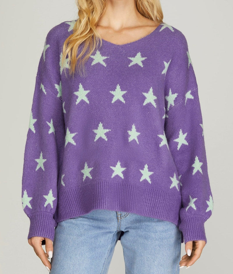 Purple Star Sweater