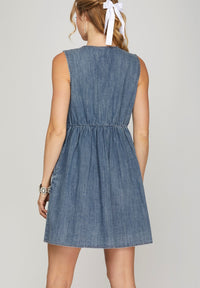 Avery Denim Bow Dress