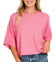 The Casual Affair Sweater Top Candy Pink