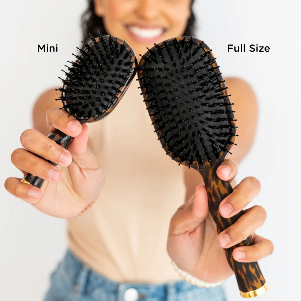 Mini Boar Bristle Hairbrush Tortoise