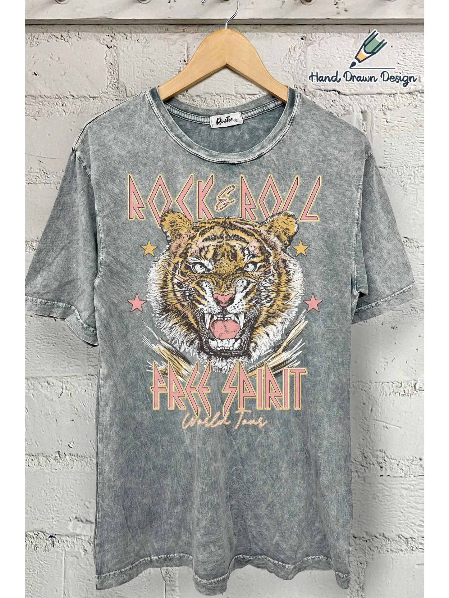 R&R Tiger Mineral Wash Graphic Tee