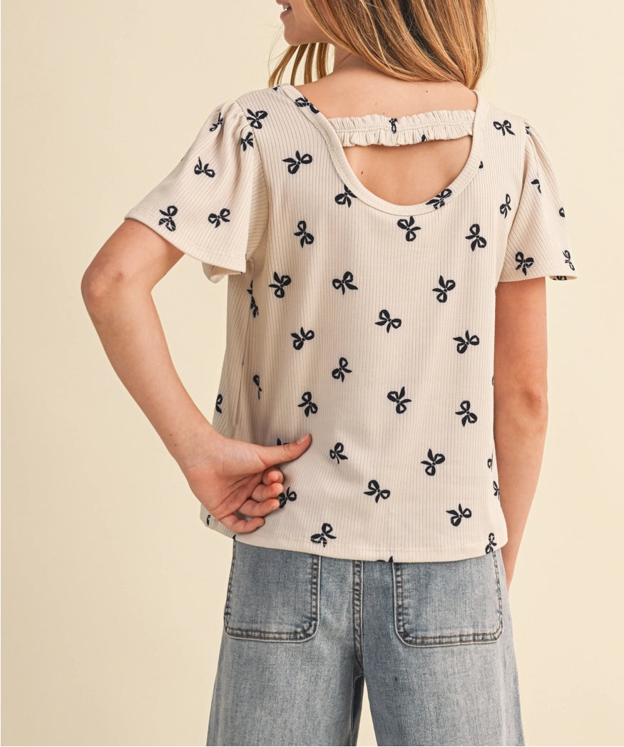 Sweet Bow Tween Flutter Top