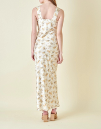 Victoria Vintage Floral Satin Maxi Dress