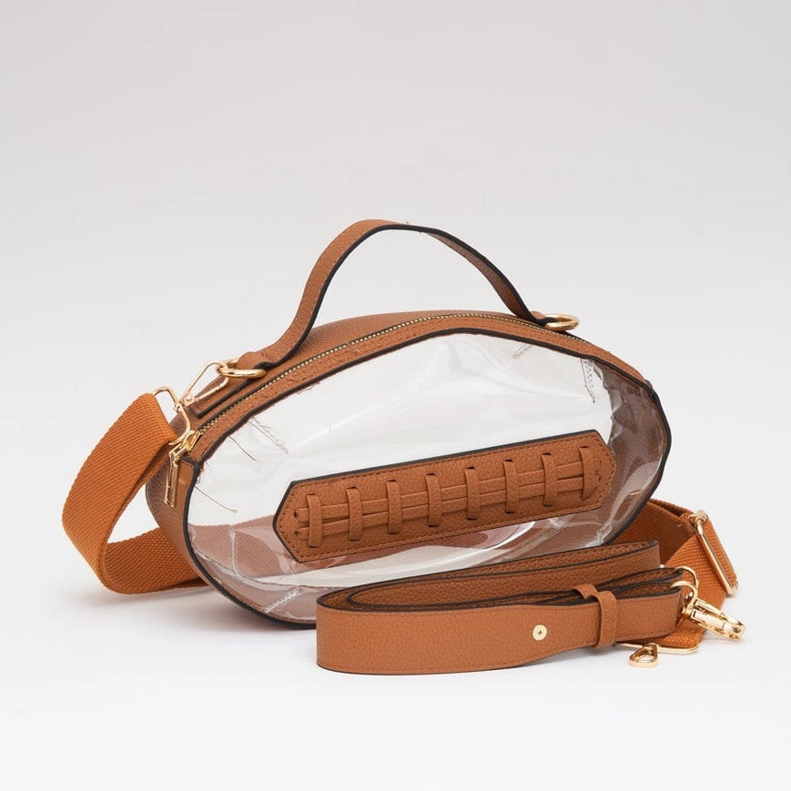 Football Brown Clear Crossbody Bag