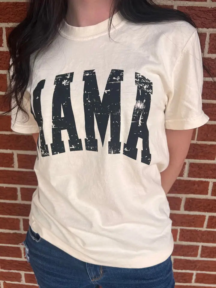 Distressed Mama Arched Graphic Tee