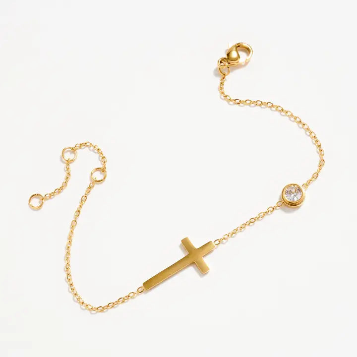 Gold-Tone Cross Bracelet