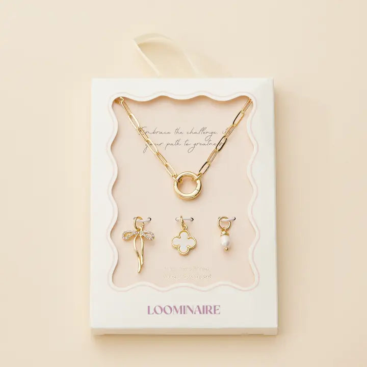 Gina Gold Dipped Bow Charm Necklace