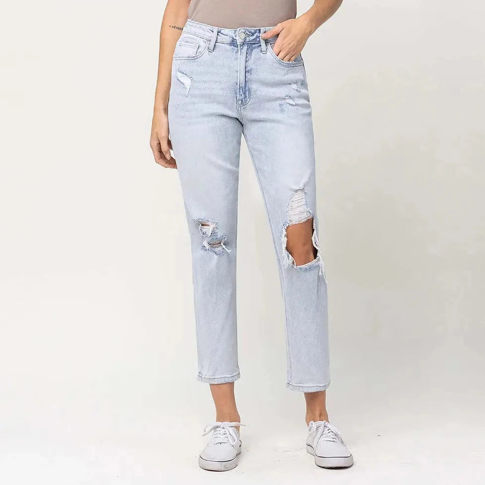 Ripped Stretchy Mom Jeans