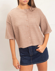 The Effortless Button Cardigan Taupe