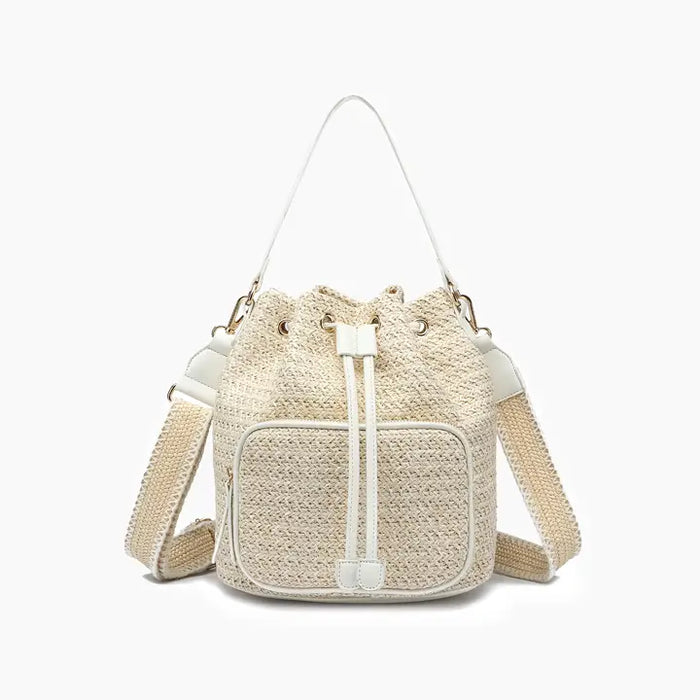 Harmony Straw Bucket Crossbody Bag