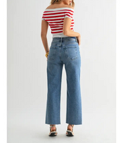 Medium Wash HR utility Wide Leg Jean