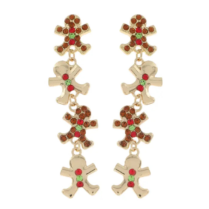 Rhinestone Gingerbread Man Earrings