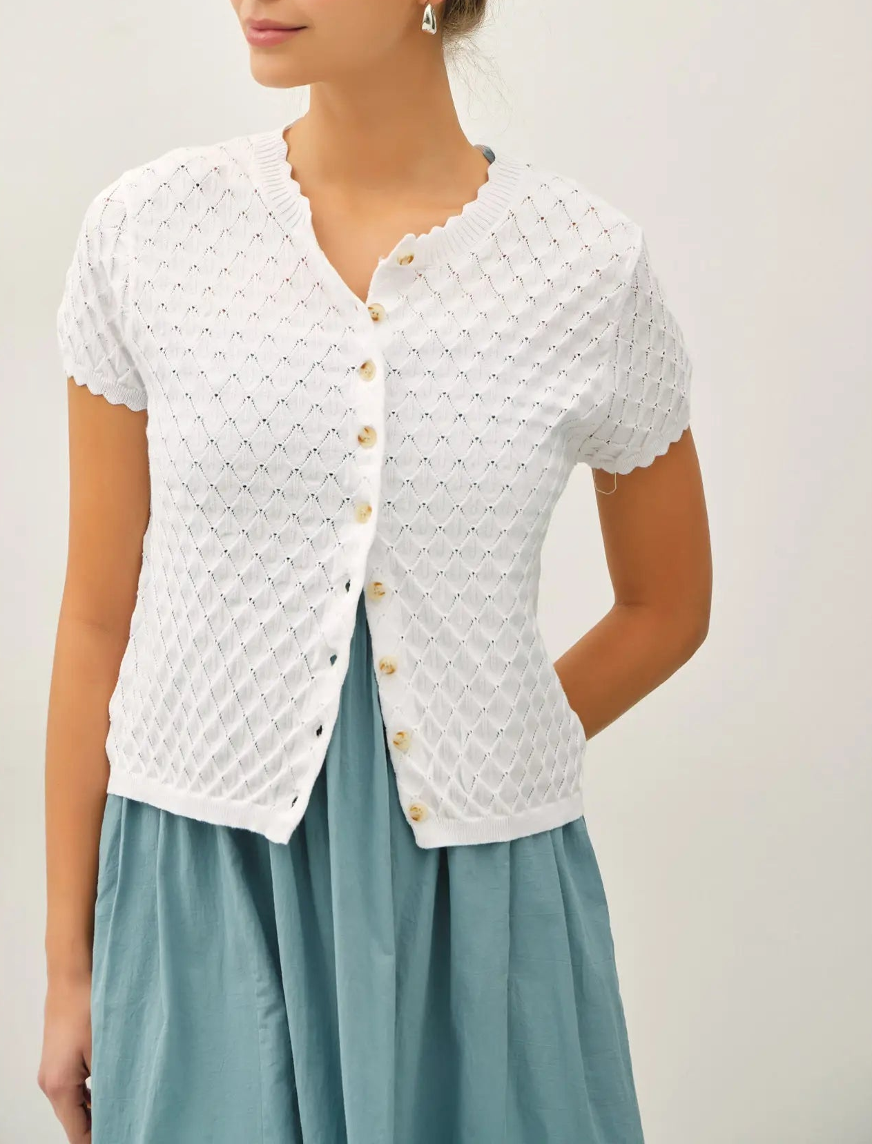 Lina Pointelle Cardigan Top
