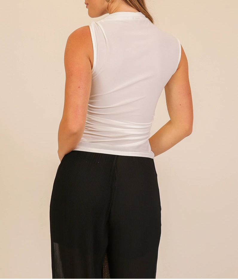 The Madison Drape Tank Top Ivory