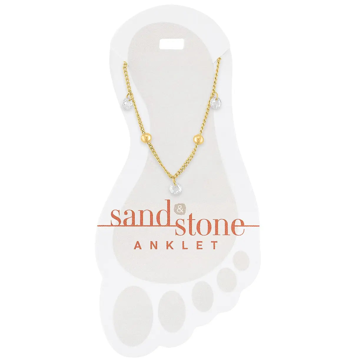 Sand & Stone Anklets: Gold Ball & Cz Dangle Anklet