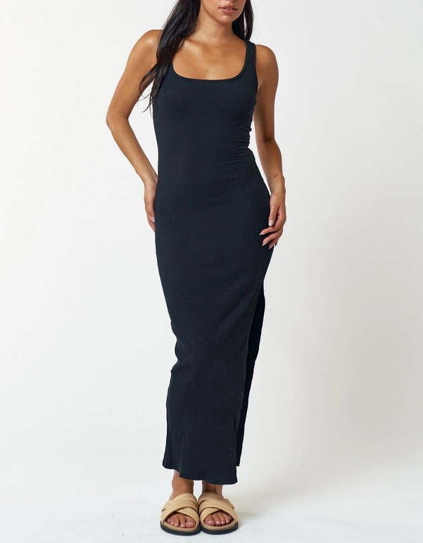 Ribbed Twist Back Maxi Dress