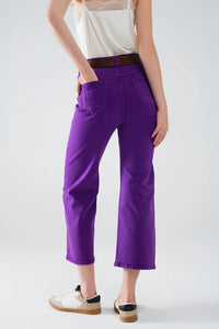 Purple & Gold Metallic Wide Leg Jeans