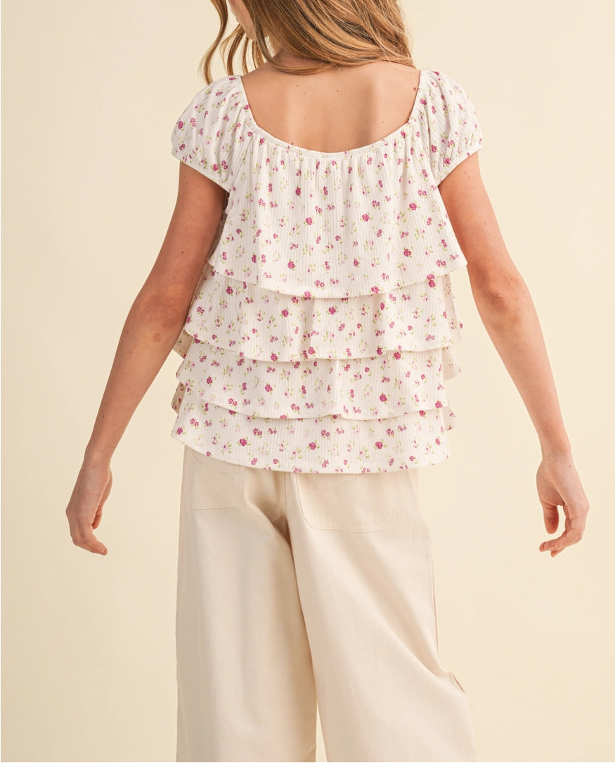 Tween Rosebud Ruffle Top