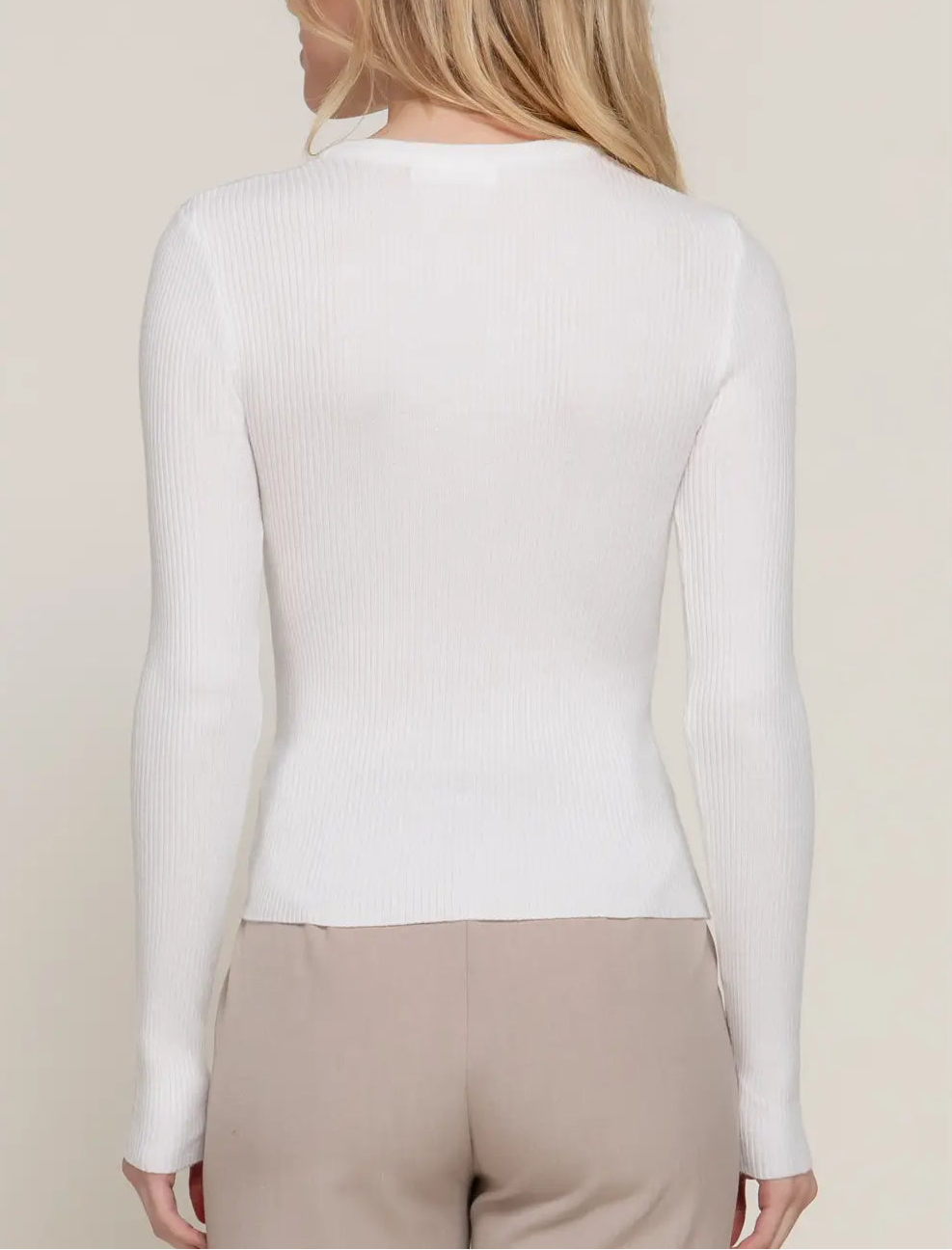 Alissa Off White Ribbed Sweater Top