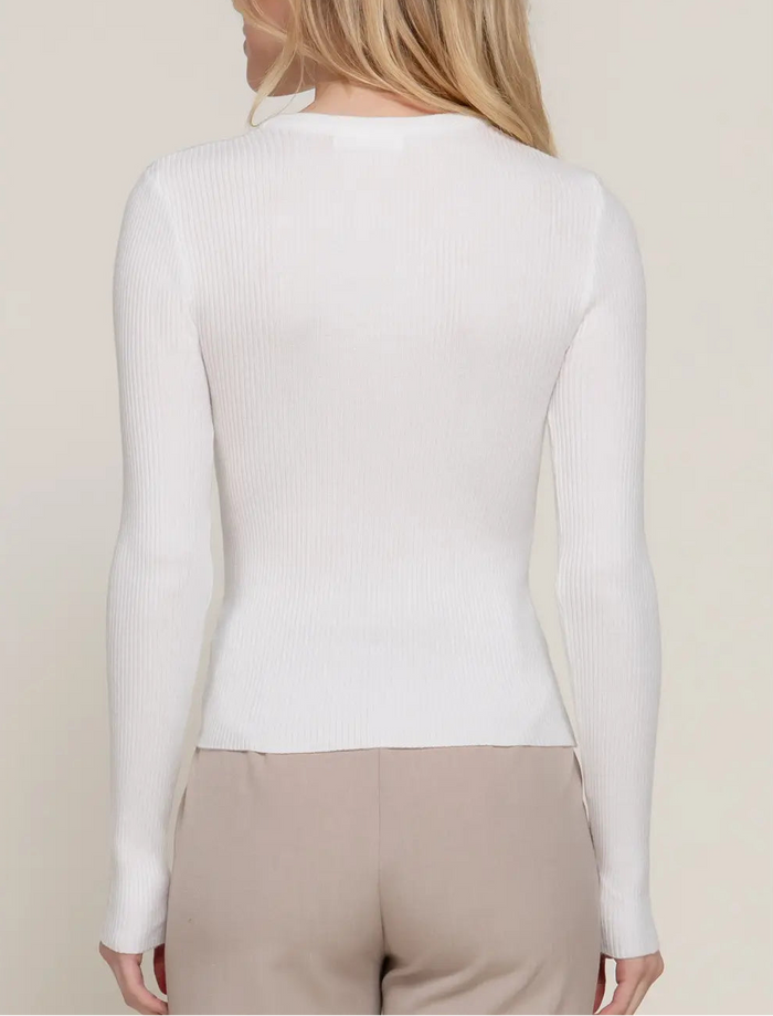 Alissa Off White Ribbed Sweater Top