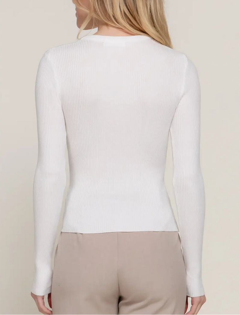 Alissa Off White Ribbed Sweater Top