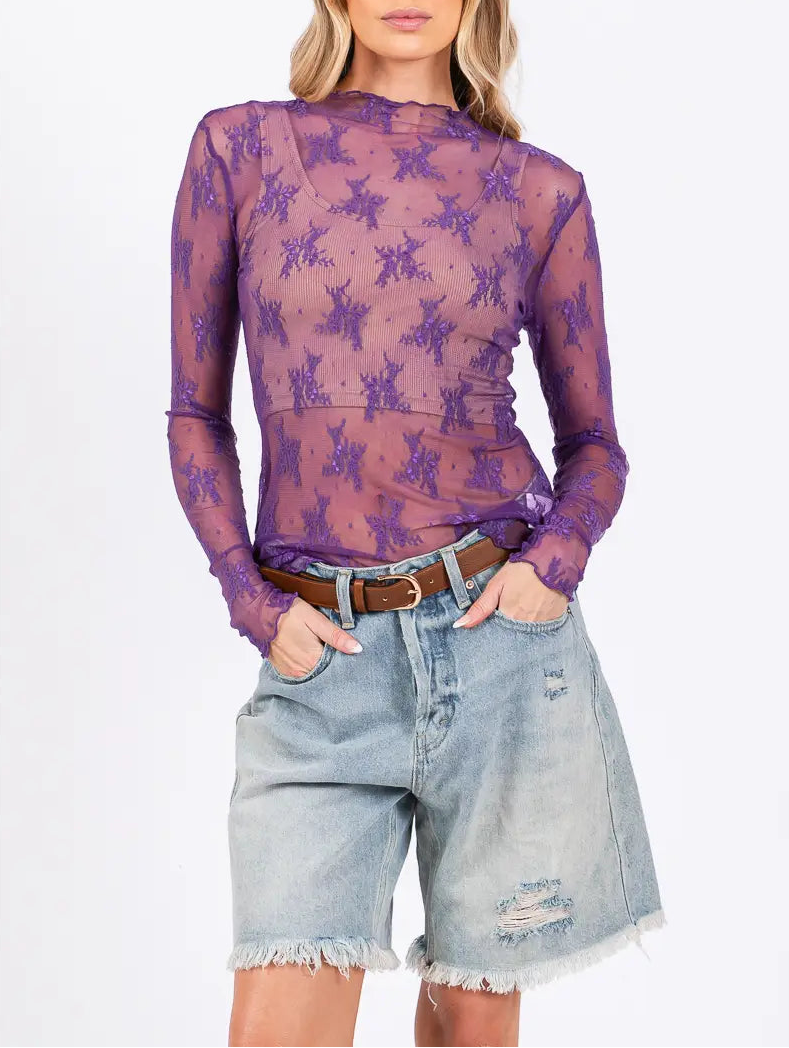 Petals & Lace Top Purple
