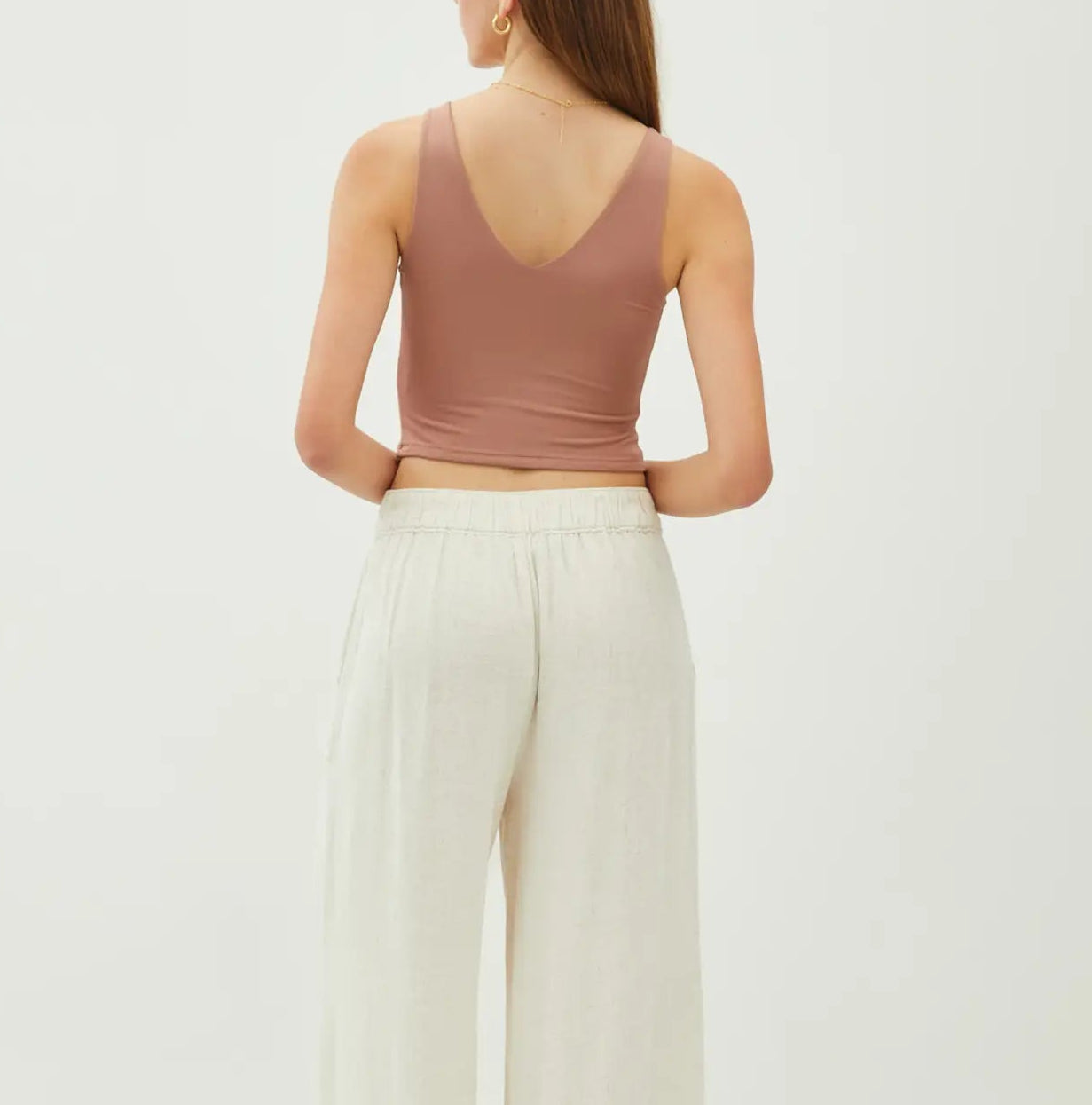 Refined V Crop Tank Top Mocha