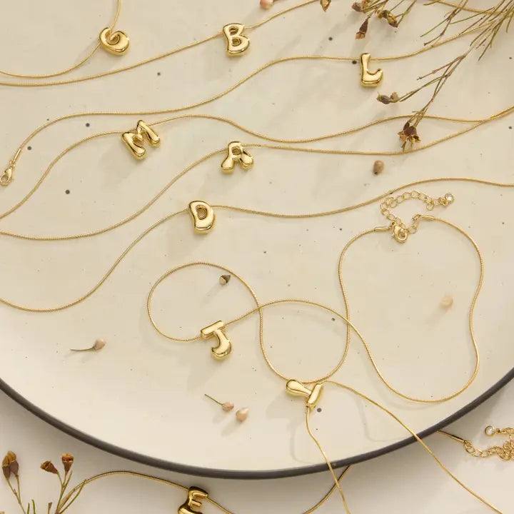 Bella 18K Gold Dipped Bubble Initial Necklace