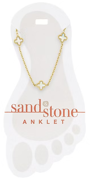 Sand & Stone Anklets: Gold Multi Quatrafoil Sand & Stone Anklet