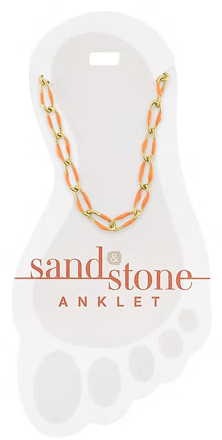 Sand & Stone Anklets: Gold Orange Enamel Link Chain Sand & Stone Anklet