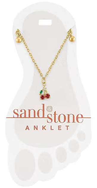 Sand & Stone Anklets: Gold Cherry Dangle Sand & Stone Anklet