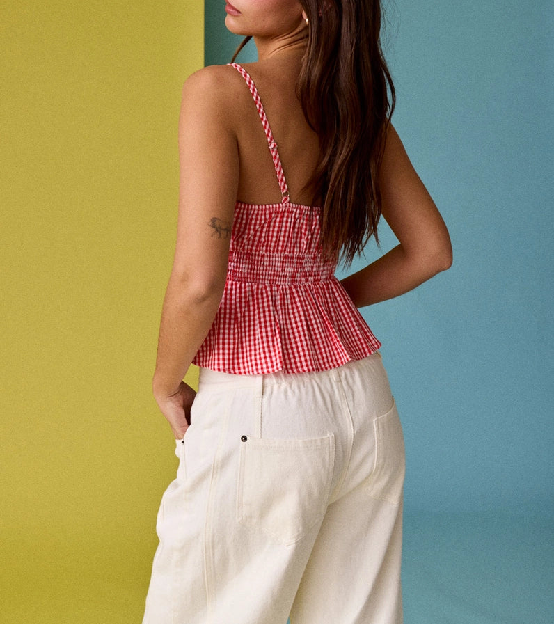 Cherry Picnic Peplum Top
