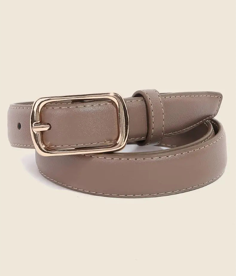 Rectangle Buckle Leather Belt