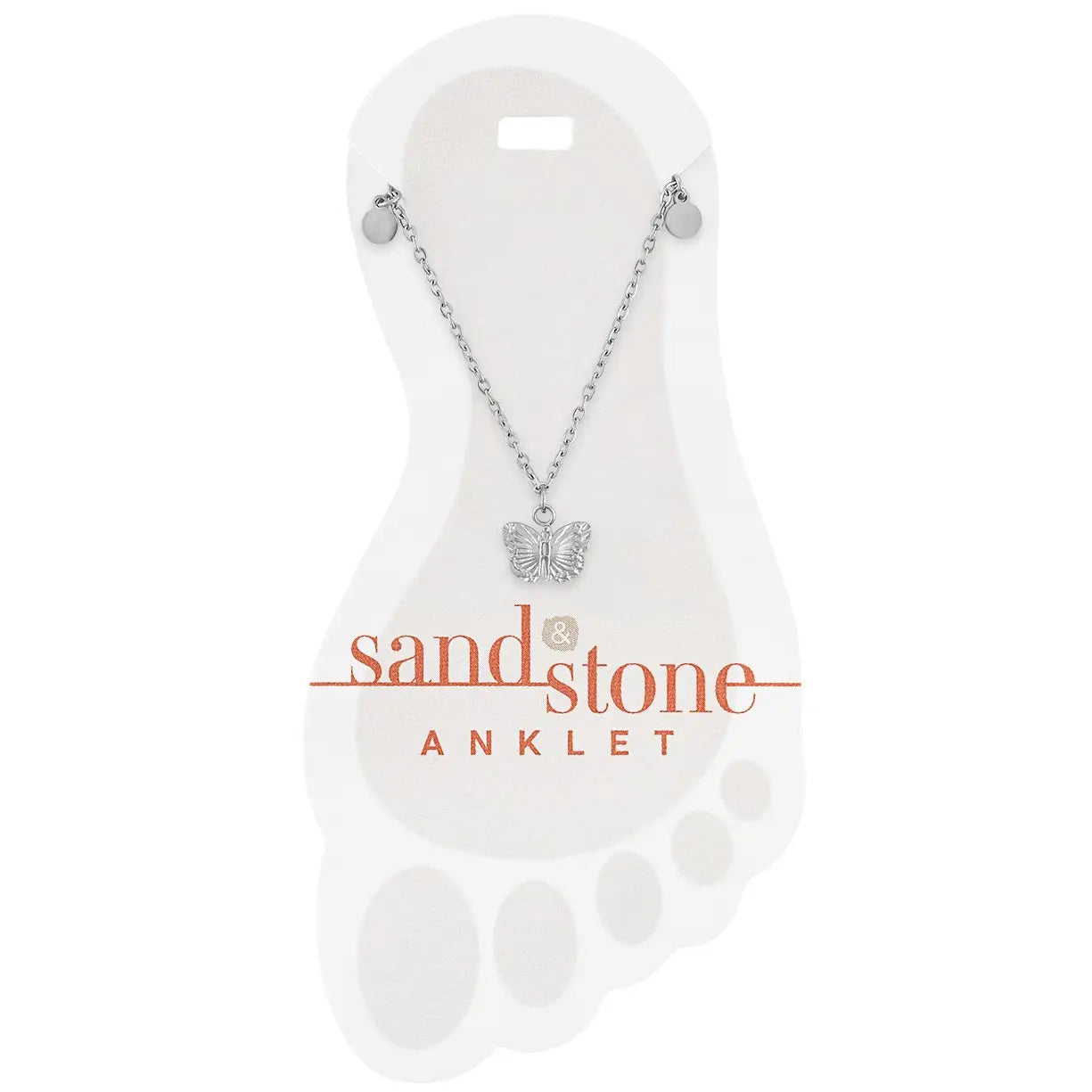 Sand & Stone Anklets: Silver Butterfly Dangle Anklet