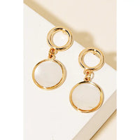 Pearl Disc Hoop Stud Earrings