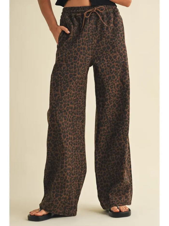 Lottie Leopard Wide Denim Pants