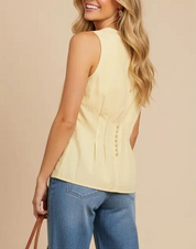 Celina Sculpted Yellow Peplum Top
