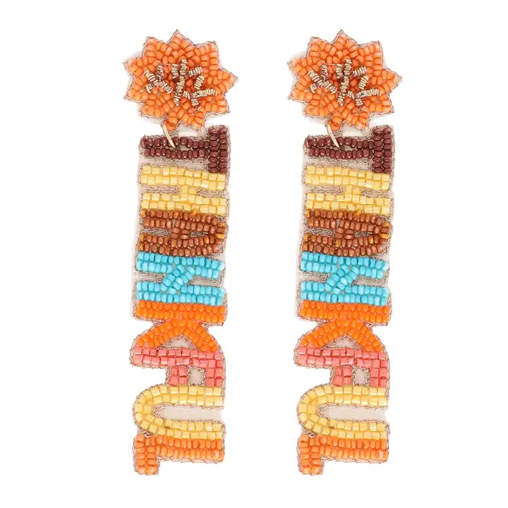 Thanksgiving Thankful Beaded Earrings