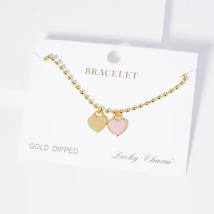 Gold Plated Heart Charm Bracelet